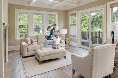 Beautiful living room with hardwood floors in new luxury home